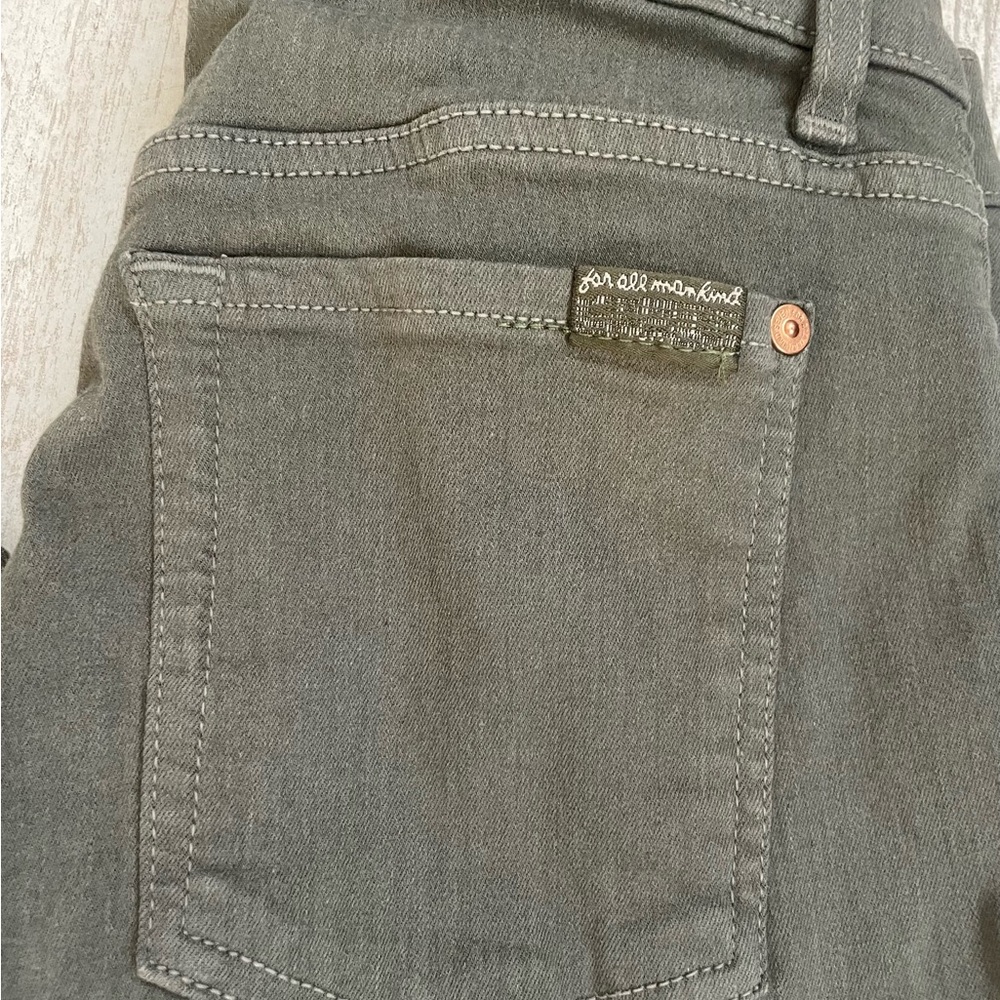 7 For All Mankind Green Skinny Jeans Stretch Denim Size 27 - Picture 2 of 6